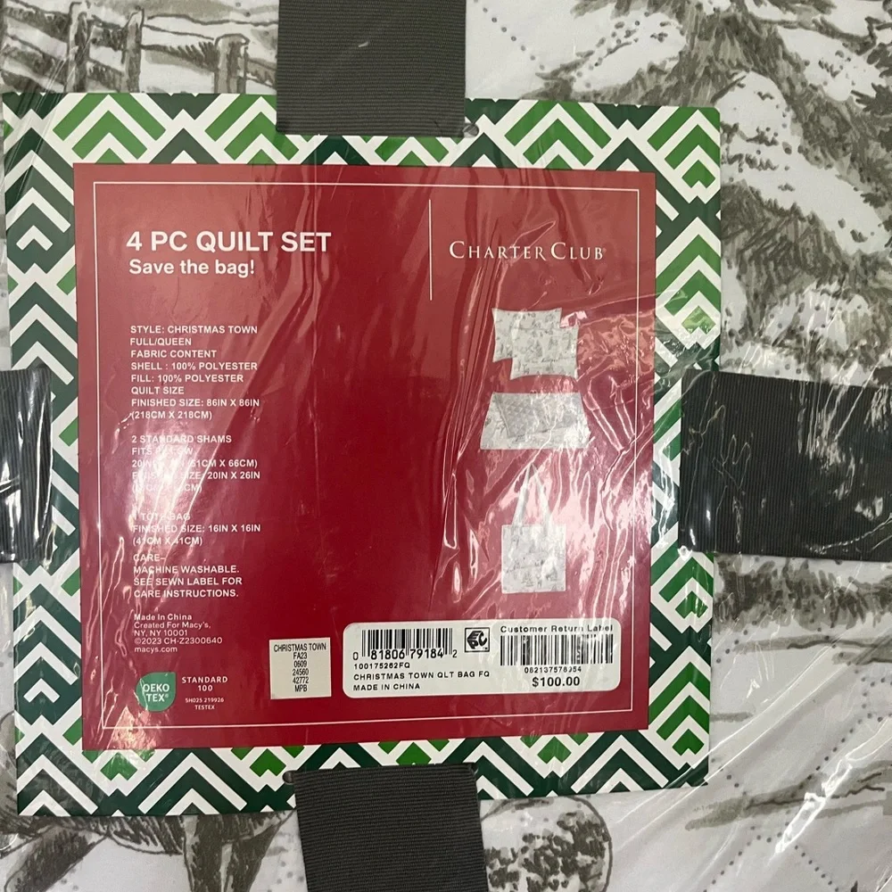The holiday collection full/queen four piece quilt set new with tags